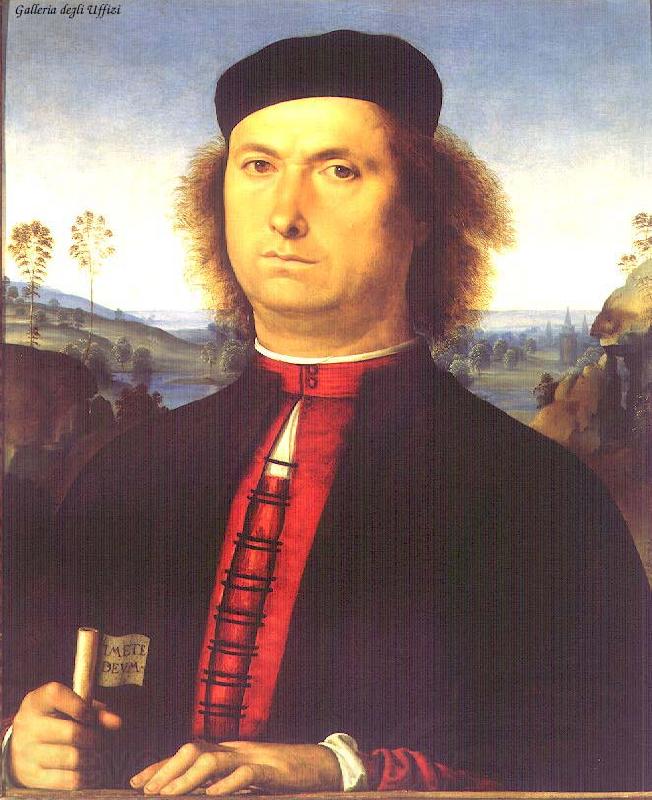 PERUGINO, Pietro Portrait of Francesco delle Opere te Norge oil painting art